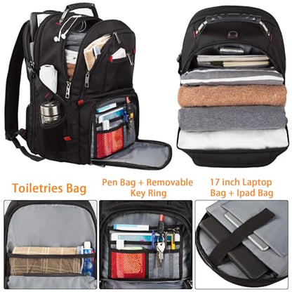 LTINVECK Travel Laptop Backpack,Extra Large Backpack for Men,Big 17 Inch Computer bag Tech Backpack - color: Black
