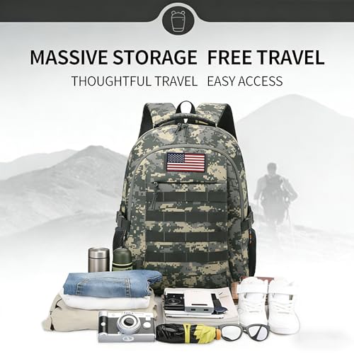 18 Inch Digital Camo Teen School Bookbag, 35L Water Resistant Large Capacity Backpack with Luggage Strap, Daypack for Boys Girls School Daily Travel, Digital Camouflage - color: Camo Backpack Single Pack-1