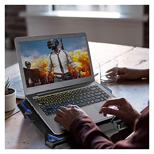 Laptop Cooling Pad 6 Fans Up to 17.3 Inch Heavy Notebook Cooler Blue LED Lights 2 USB Ports Blue-6fans