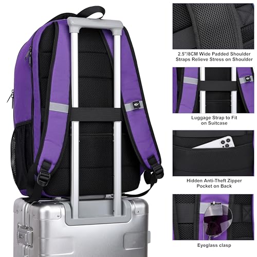CAFELE Laptop Backpack, 17.3 Inch, Water-Repellent, USB Charging Port, for Business Travel School (Purple, 17.3 inches) - color: Purple