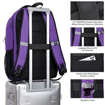 CAFELE Laptop Backpack, 17.3 Inch, Water-Repellent, USB Charging Port, for Business Travel School (Purple, 17.3 inches) - color: Purple