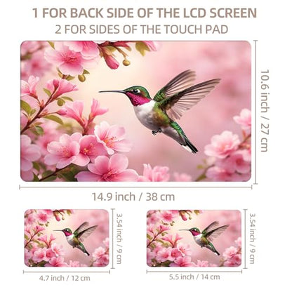 Universal Laptop Skin Sticker for 12/13/14/15.6 Inch Laptops, Reusable Vinyl Laptop Decal Cover, Waterproof Scratch Resistant Notebook Skin with 2 Wrist Pads,Garden Hummingbird - color: Garden Hummingbird