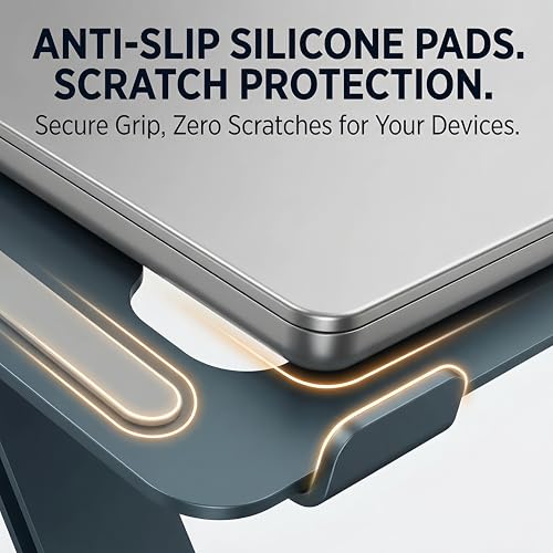 LRLKFX Laptop Stand Portable Foldable Aluminum Laptop Riser Height Adjustable Ergonomic Holder for Desk Compatible with MacBook Air Pro, Dell, HP, Lenovo & More 10-15.6" - Gray - color: Gray