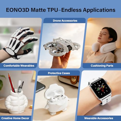 Matte TPU Filament 1.75mm, 1kg - Shore 95A Flexible & Durable TPU, Matte White, Low-Gloss Matte Finish, Minimal Layer Lines, for Phone Cases, Wearables & Functional Parts - color: Matte White Tpu