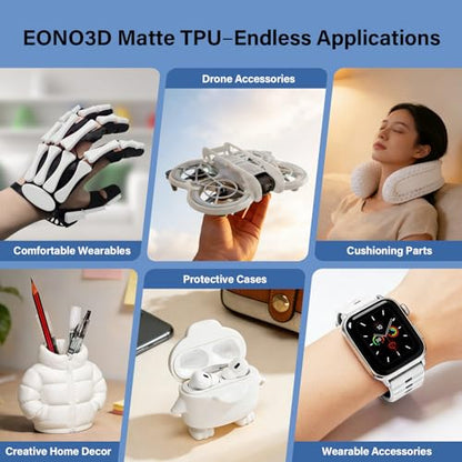 Matte TPU Filament 1.75mm, 1kg - Shore 95A Flexible & Durable TPU, Matte White, Low-Gloss Matte Finish, Minimal Layer Lines, for Phone Cases, Wearables & Functional Parts - color: Matte White Tpu