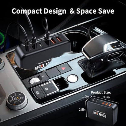 200W USB C Car Charger [GaN] PD 100W Laptop Car Charger, PD3.0/QC4.0/PPS Super Fast Charging for MacBook pro/Air/Dell/Lenovo/HP,iPhone 17/16/15 Series,Samsung Galaxy S26/S25 Ultra/S24