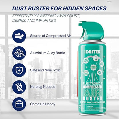 Compressed Air Duster Can for Electronics - 10oz Keyboard Cleaner Air Spray for Computer Cleaning, 1PCS