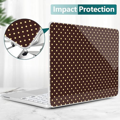 for MacBook Neo 13 Inch Case 2026 (Model A3404, A18 Pro chip), Stylish Pattern Protective Hard Shell with Screen Protector, Keyboard Cover & USB-C Adapter - Brown Polka Dots - color: Brown Polka Dots