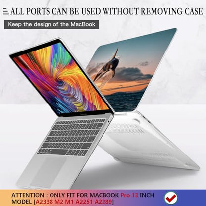 CISSOOK Compatible with MacBook Pro 13 inch Case 2023 2022 2021 2020 Release M2 M1 Chip A2338 A2251 A2289 Model with Touch Bar, Protective Plastic Hard Shell Case Cover for Pro 13", Dolphin&Sea - color: Pro13inch-Dolphin&Sea