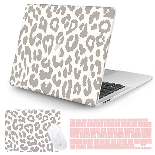 Seorsok Compatible with MacBook Air 13 Inch Model A1932 A2179 M1 A2337 Touch ID Release 2022 2021 2020 2019 2018 Plastic Hard Shell Case Protective Cover&Mouse Pad&Keyboard Cover,Leopard Print - color: Leopard（case＋mouse pad）