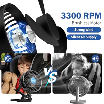 XOOL 12V 6'' Car Fan, Clip Fan 360 Degree Rotatable Car Fan Cooling Air Fan with Stepless Speed Regulation & Cigarette Lighter Plug for SUV, RV, Vehicles - size: Cigarette Single Fan - Clip