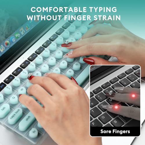 Allinside Keyboard Cover for Long Nails, Compatible with MacBook Neo A18 Pro & MacBook Pro 13/14/16 (2021–2024) & MacBook Air 13/15 (2020–2024), Raised Heart-Shaped Silicone Skin, Mint Green - color: Mint Green