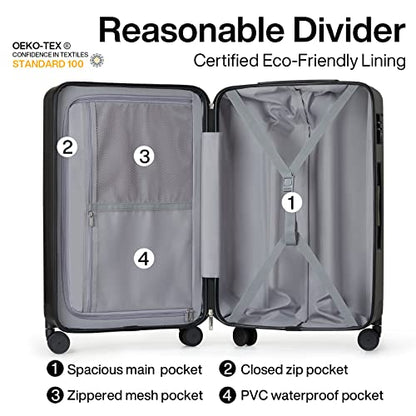 Hanke Luggage Sets 2 piece Carry On Luggage with Wheels PC Hard Shell Suitcases Lightweight Checked Travel Luggage Large Travel Suitcase Woman Men 20/29 Inch(Jet Black) - color: Jet Black, size: 2 Piece Set（20/29）