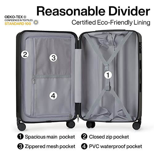 Hanke Luggage Sets 3 piece Carry On Luggage with Wheels PC Hard Shell Suitcases Lightweight Checked Travel Luggage Large Travel Suitcase Woman Men 20/24/29 Inch(Jet Black) - color: Jet Black, size: 3 Piece Set（20/24/29）