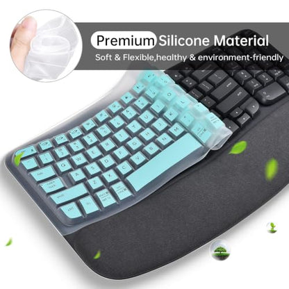 Keyboard Cover Skin for Logitech Wave Keys MK670 Combo Wireless Ergonomic Keyboard Skin, Logitech Wave Keys Wireless Ergonomic Keyboard Cover Protector Skin Accessories, Mint - color: Mint