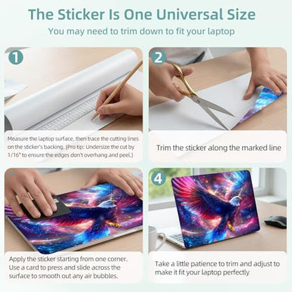 Universal Laptop Skin Decal, 3-Piece Vinyl Protector for 12 13 14 15.6" Notebook, Waterproof Anti-Scratch, Easy Trim & Bubble-Free Finish, Majestic Eagle - color: Majestic Eagle