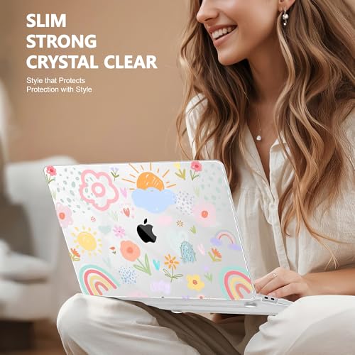 May Chen Compatible with MacBook Air 13 inch Case 2022 2021, 2020-2018 Release Model: M1 A2337 A2179 A1932, Plastic Hard Shell Case Cover for Mabook Air 13 inch with Retina Dispaly, Rainbows Flowers - color: Rainbows flowers