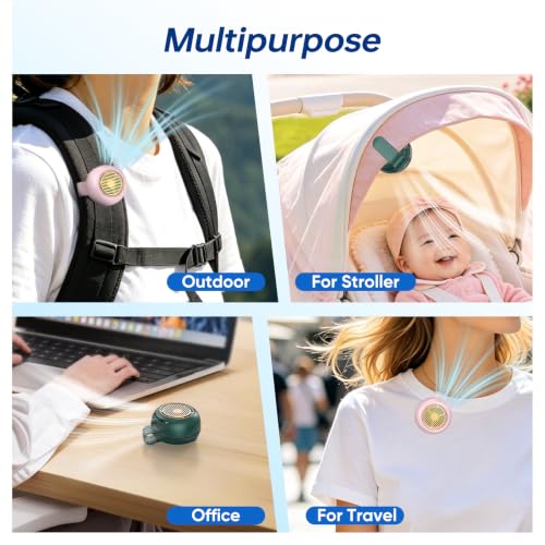Mini Clip-On Personal Fan, 360° Rotation, LED Speed Display, Quiet Operation, 5 Adjustable Speeds from Gentle Breeze to Strong Airflow, Ultra Light Portable Fan for Stroller Travel Office Gift - color: white