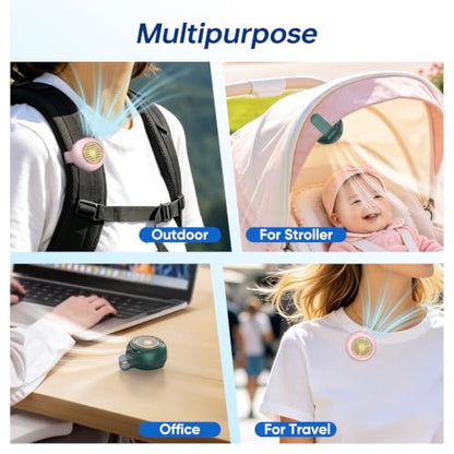 Mini Clip-On Personal Fan, 360° Rotation, LED Speed Display, Quiet Operation, 5 Adjustable Speeds from Gentle Breeze to Strong Airflow, Ultra Light Portable Fan for Stroller Travel Office Gift - color: white
