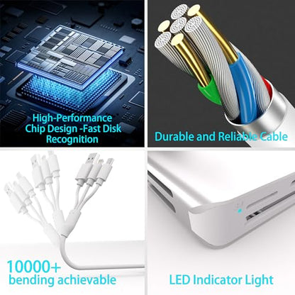 iPhone SD Card Reader, 5 in 1 SD/MS/TF/CF/XD Card Reader with Lightning+USB A+USB C, Memory Stick Pro Card Reader, Support OTG, Fast Data Transfer, Digital Camera Adapter for i-Phone/Android/PC - color: Slivery
