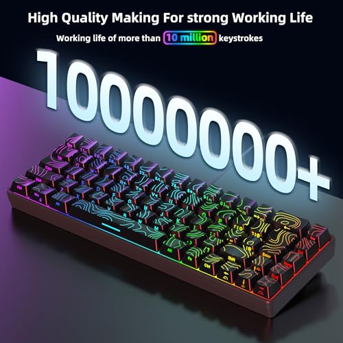 Snpurdiri 65% Wired Gaming Keyboard, 68 Keys RGB Backlit Ultra-Compact Small Gaming Keyboard, for PC/Mac Gamer, Typist, Travel, Easy to Carry on Business Trip Black - color: black