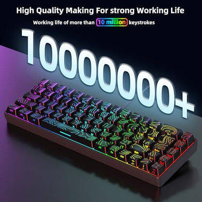 Snpurdiri 65% Wired Gaming Keyboard, 68 Keys RGB Backlit Ultra-Compact Small Gaming Keyboard, for PC/Mac Gamer, Typist, Travel, Easy to Carry on Business Trip Black - color: black