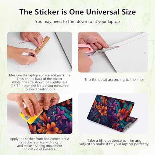 Laptop Skin Sticker Decal, Universal Reusable Vinyl Laptop Cover for 12" 13" 13.3" 14" 15" 15.4" 15.6" Notebook PC, Waterproof Scratch-Resistant with 2 Wrist Pads, Easy to Apply & Remove,Flowers Art - color: Flowers Art