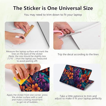Laptop Skin Sticker Decal, Universal Reusable Vinyl Laptop Cover for 12" 13" 13.3" 14" 15" 15.4" 15.6" Notebook PC, Waterproof Scratch-Resistant with 2 Wrist Pads, Easy to Apply & Remove,Flowers Art - color: Flowers Art