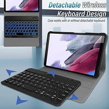Backlit Keyboard Case for Samsung Galaxy Tab A7 Lite 8.7” 2021 (SM-T220/T225), Protective Cover Case with Detachable Wireless Keyboard for Galaxy Tab A7 Lite 8.7 Inch 2021 Release (Black)