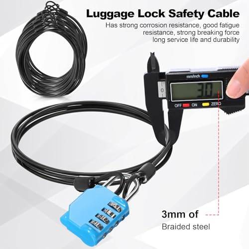 12 Pack Security Cable Luggage Lock with Loops 4 ft 3mm Braided Steel Coated Bike Cable Wire Double Loop Anti Theft Safety for U Lock, Padlock and Disc(Black) - color: Black, size: 4 ft