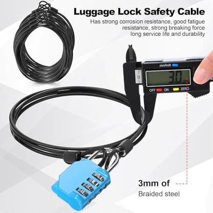 12 Pack Security Cable Luggage Lock with Loops 4 ft 3mm Braided Steel Coated Bike Cable Wire Double Loop Anti Theft Safety for U Lock, Padlock and Disc(Black) - color: Black, size: 4 ft