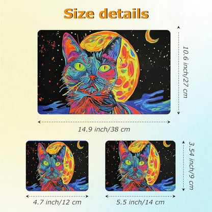 Universal Laptop Skin Sticker with 2 Wrist Pad Decals, 3-Piece Removable Vinyl Laptop Cover, Impressionist Cat Waterproof Anti-Scratch, Easy-Trim Fit for 13.3" 14" 15.6" Laptops - color: Impressionist Cat