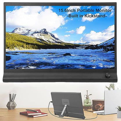 Portable Monitor with Bracket - 15.6inch FHD 1080P RGB IPS Travel Monitor Dull USB C Computer Monitor External Screen HDMI Gaming Monitor Laptop Second Screen External for PC Laptop