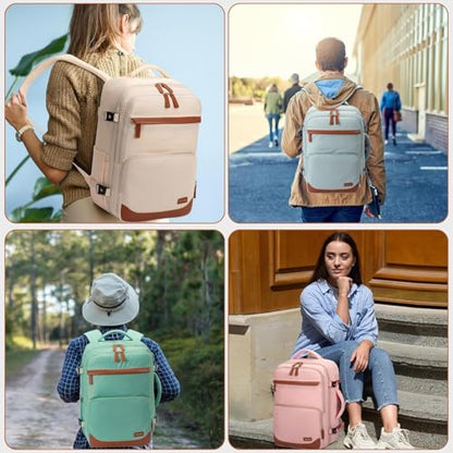 50L Travel Backpack, Flight Approved Carry On Laptop Backpack | Water-resistant, Fits 18 inch laptop, Hiking, Camping, Business, Commute, Men & women - color: Beige, size: X-Large