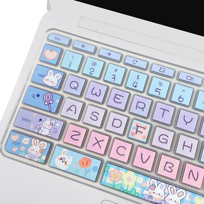 Silicone Keyboard Cover for HP Chromebook 11 x360, Chromebook 11 G2/G3/G4/G5/G6 EE/G7 EE, HP Chromebook 14-ca 14-ak 14-X Series, HP Chromebook 14 G2 G3 G4, Cute Bunny - color: Cute Bunny