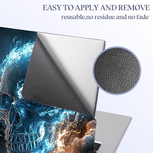 Universal Laptop Skin Sticker Decal,15.6 Inch Laptop Vinyl Cover for 13" 14" 15.6" Laptop,Scratch-Resistant Waterproof Protector Wrap,Reusable with Wrist Pads,Fire Ice Skull Duel - color: Fire Ice Skull Duel