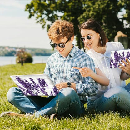 Universal Laptop Skin Sticker with 2 Wrist Pad Skins, Waterproof Scratch Resistant Vinyl Laptop Cover Decal, Cut to Fit for 11–15.6 Inch MacBook HP Dell Lenovo, Purple Lavender - color: Purple Lavender