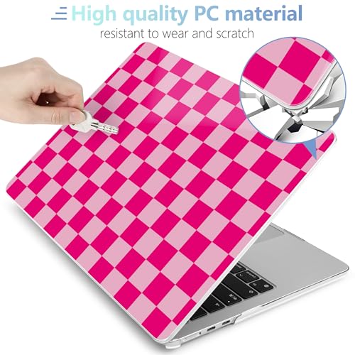 MEEgoodo for M5/M4/M3/M2 MacBook Air 15 inch Case 2026 2025 2024 2023, Case Fit Model (A3448/A3241/A3114/A2941) for MacBook Air 15.3 inch, Rose&Light Pink Checkerboard - color: Rose&Light Pink Checkerboard
