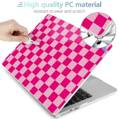 MEEgoodo for M5/M4/M3/M2 MacBook Air 15 inch Case 2026 2025 2024 2023, Case Fit Model (A3448/A3241/A3114/A2941) for MacBook Air 15.3 inch, Rose&Light Pink Checkerboard - color: Rose&Light Pink Checkerboard