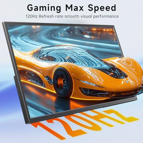 23.8 Inch Portable Monitor for Laptop, 120Hz FHD 1080P IPS External Monitor, 400 Nits HDR Large Second Screen with USB-C HDMI, VESA Compatible Travel Monitor for MacBook PC Phone PS5 Xbox Switch - size: 23.8 Inch