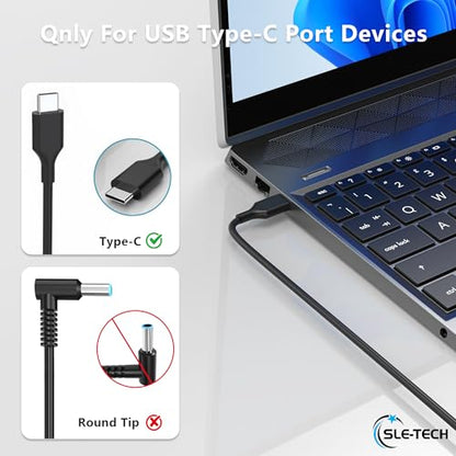 SLE-TECH 65W USB C Laptop Charger Compatible with Hp Chromebook 14 14A G5 11 11A G6 G7 G8 EE R13 X360 Laptops Series - color: black-1
