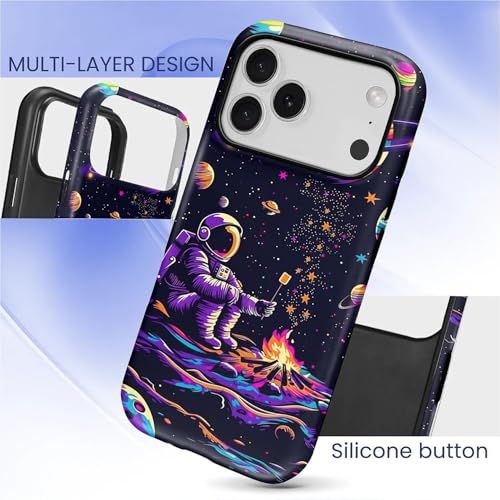 CARLOCA Case for iPhone 17 Pro,Astronaut Barbecue Design Hybrid Dual Protection Soft TPU Hard PC Shockproof Anti Scratch Men & Women Stylish Protective Phone Case - color: Astronaut Barbecue, size: iPhone 17 Pro