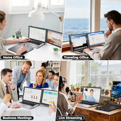 14" Laptop Screen Extender, Portable Monitor for Laptops 13-17.3", 1080P FHD IPS Dual Screen Monitor for Laptop with USB-C/HDMI, Screen Extender Portable Laptops with Plug&Play for Windows/Mac/Android