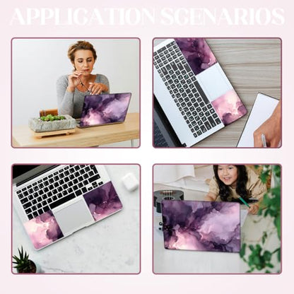 SUPERDANT 3Pcs Purple Ink-Wash Laptop Skin 14.9x10.6in Trim-to-Fit Notebook Sticker Cover Decal Set Bubble-Free PVC Wrap Scratch-Proof Water-Proof Ink Wash Diffusion - style: Ink wash diffusion