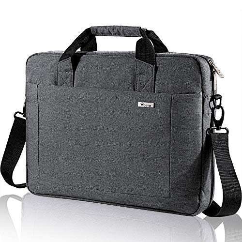 Voova 15.6-15 Inch Laptop Bag, Computer Bag, MacBook Bag, Gray | Expandable splash-proof laptop messenger bag with removable strap; fits notebooks, MacBook, HP, Dell, Lenovo and Asus - color: Gray, size: 14-15.6 Inch