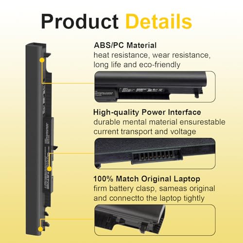 61WH 807956-001 HS03 Laptop Battery Replacement for HP HS04 807957-001 807612-421 HSTNN-LB6U HSTNN-DB7I Spare TPN-I120 240 245 246 250 256 G4/G5 AY039WM 15-AY009DX High Capacity - size: HS04 10.75*0.8*0.75inch