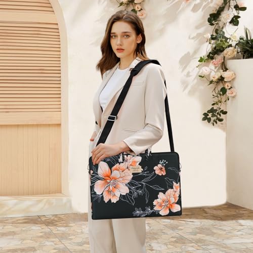 MOSISO Laptop Bag for Women, 15.6 inch Computer Bags Compatible with MacBook Pro 16 inch, HP, Dell, Lenovo, Asus Notebook, 15-15.6 inch Laptop Messenger Shoulder Sleeve with Strap, Classic Floral