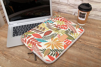 BSLVWG 10 Inch Laptop Sleeve Multi-Color & Size Choices Case/Water-Resistant Neoprene Notebook Computer Pocket Tablet Briefcase Carrying Bag/Pouch Skin Cover - color: Khaki Leaves, size: 10 inch