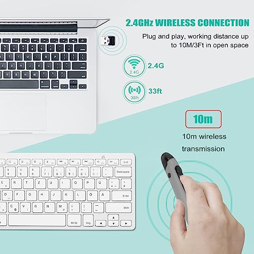 Wireless Pen Mouse, Rechargeable 2.4G Dual Mode Handwriting Stylus with Touch Head for PC Laptop iOS (Silver Gray) - color: Silver Gray