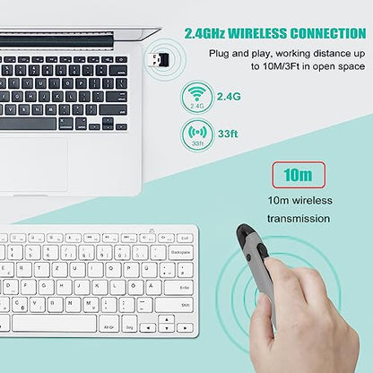 Wireless Pen Mouse, Rechargeable 2.4G Dual Mode Handwriting Stylus with Touch Head for PC Laptop iOS (Silver Gray) - color: Silver Gray